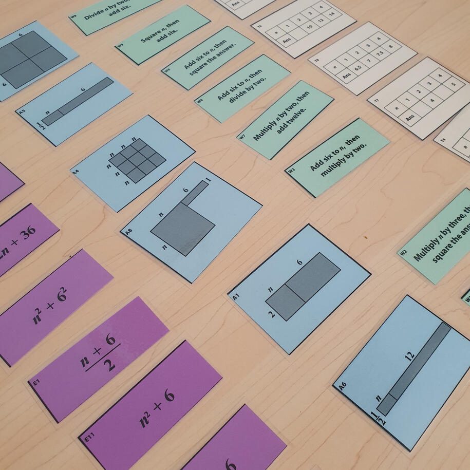 Alegbra card matching activity | equations areas tables word form Algebra matching card game pairing words, tables, equations and area models for teaching algebra